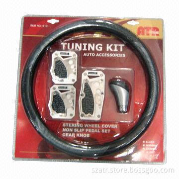 New Design Tuning Kit, Includes Steering Wheel Cover, Non-slip Pedal and Gear Knob